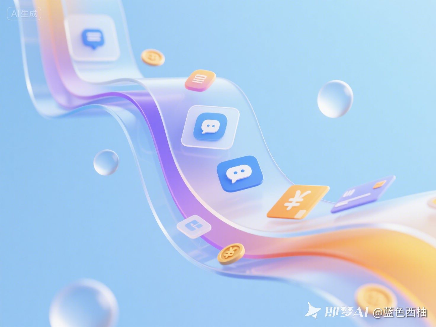 彩色UI元素3D渲染图